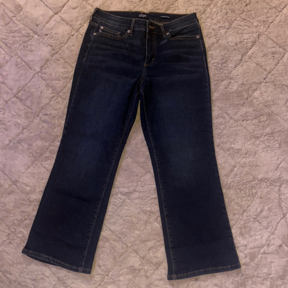 CHAMPS mid rise crop kick blue jeans